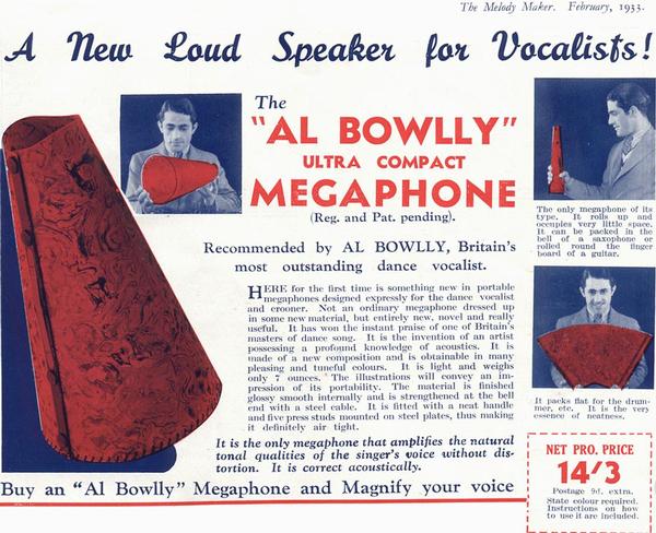 Al Bowlly Megaphone Ad - The Melody Maker (February 1933)