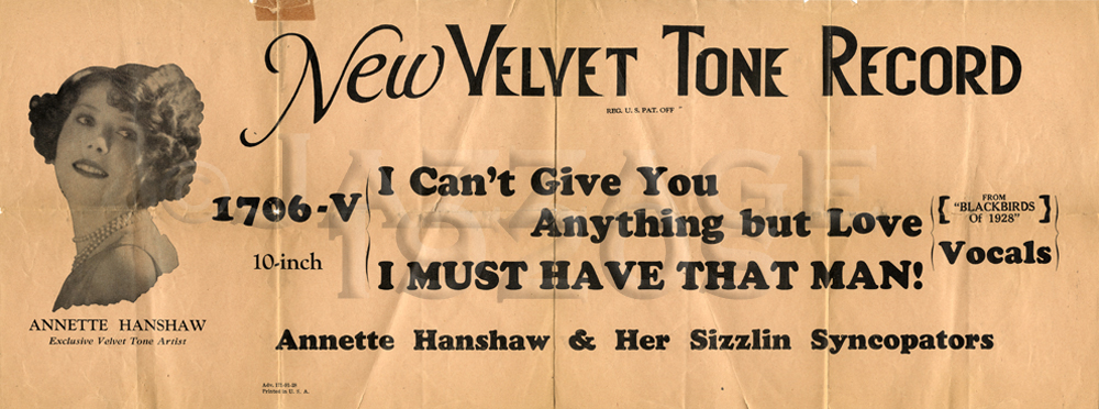 Velvet Tone Record 1706-V Advertising Sheet (Brown)