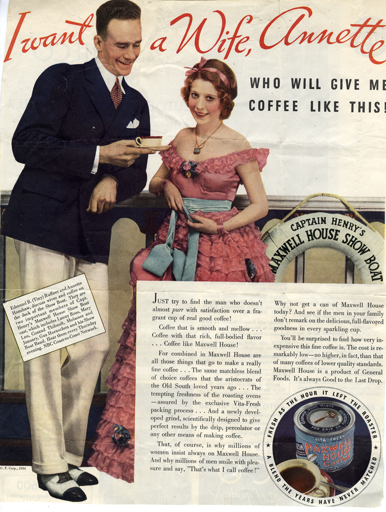 Maxwell House Coffee Ad, Saturday Evening Post, February 24, 1934