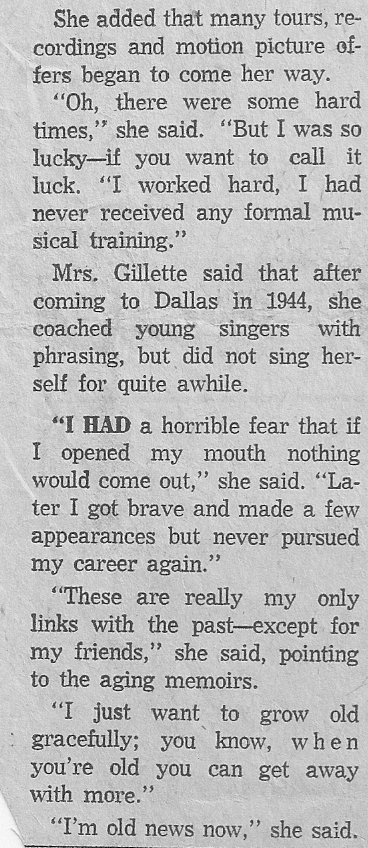 Irene Gillett - Dallas Times-Herald